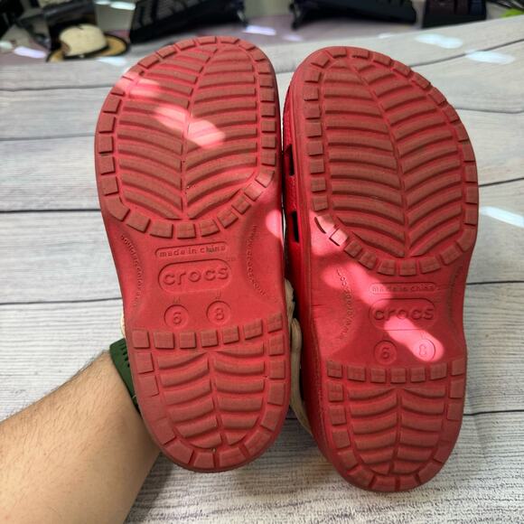 Crocs Classic Red "England" Strap Slide On Clogs Men Size 6 Women Size 8 - Picture 9 of 9